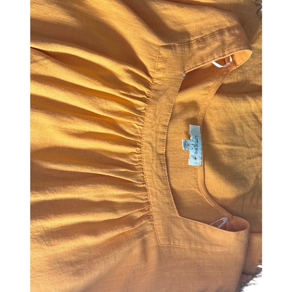 Women's Umgee Orange Ruffle Sleeve Blouse with frayed hem XL - Picture 8 of 11